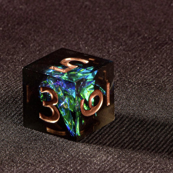 Dungeons and Dragons Dobbelsteen set Donker met Groene en Blauwe Effecten