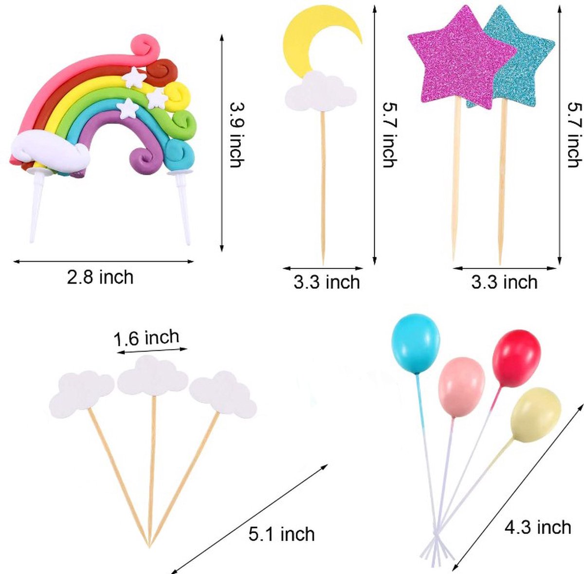 Regenboog Happy Birthday Taarttopper