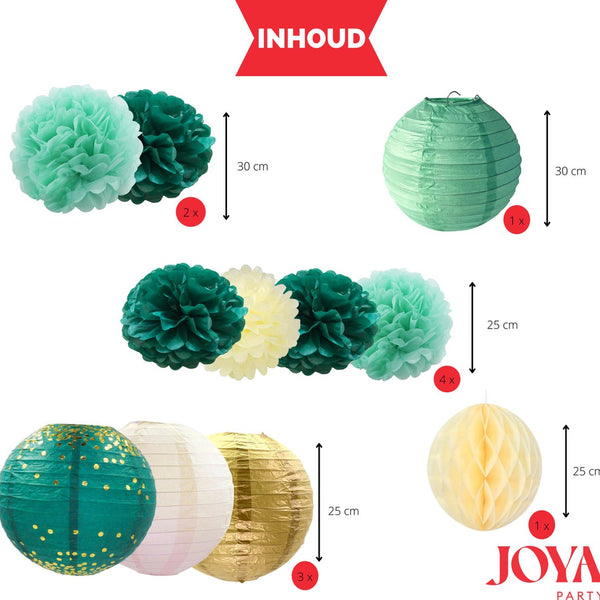 Pompom en Lampionnen Feest Versiering Groen