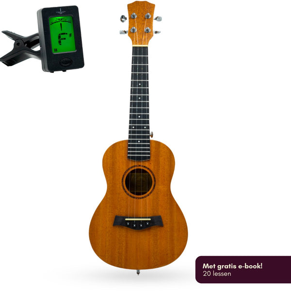 Mahonie Ukulele + Ebook 20 lessen + Stemmer - Concert Ukulele UK 23 MH - Mahonie - Kindergitaar