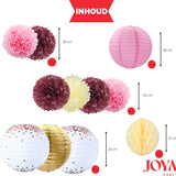 Pompom en Lampionnen Feest Versiering Roze