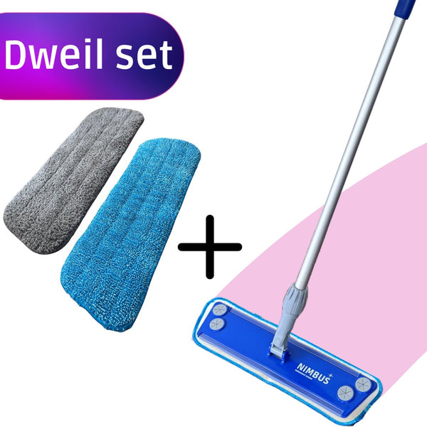 NIMBUS Mop XXL - Telescoopsteel - 1x Natte Dweil + 1x Droge Dweil - Geschikt voor Leifheit en Vileda - 42cm breed