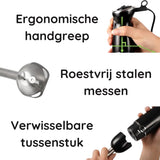 Safecourt Kitchen Staafmixer - 1000W – Roestvrijstaal – Antispat – Ergonomisch – Inclusief Maatbeker