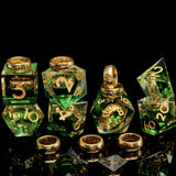 Dungeons and Dragons Dobbelsteen set Groen met Ring in de Stenen