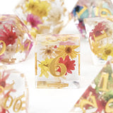 Dungeons and Dragons Dobbelsteen set Transparant met gekleurde Bloemen