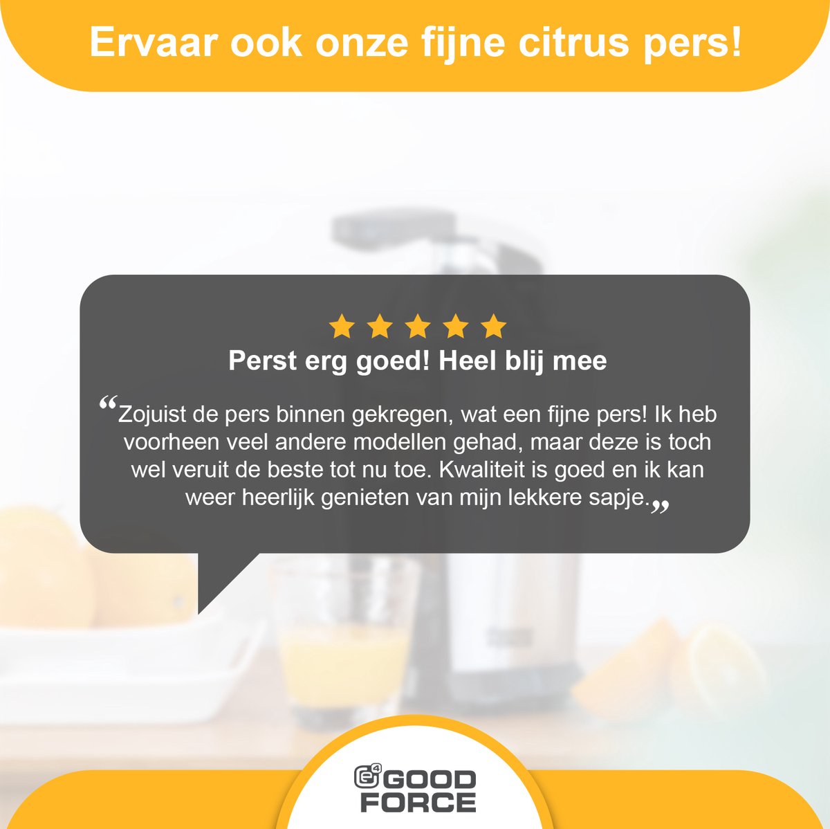 GoodForce Citruspers - Elektrische Sinaasappelpers - Fruitpers - Citroenpers - Rvs - Pershendel