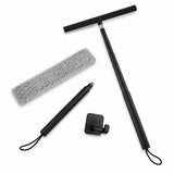 Raamwisser met Telescoopsteel - 120 cm Uitschuifbaar - Raamtrekker met Siliconen Wisser - Douchewisser - Raamwisser voor Douche, Tegels, Spiegels en Ramen - Inclusief Wandhouder & Microvezeldoek