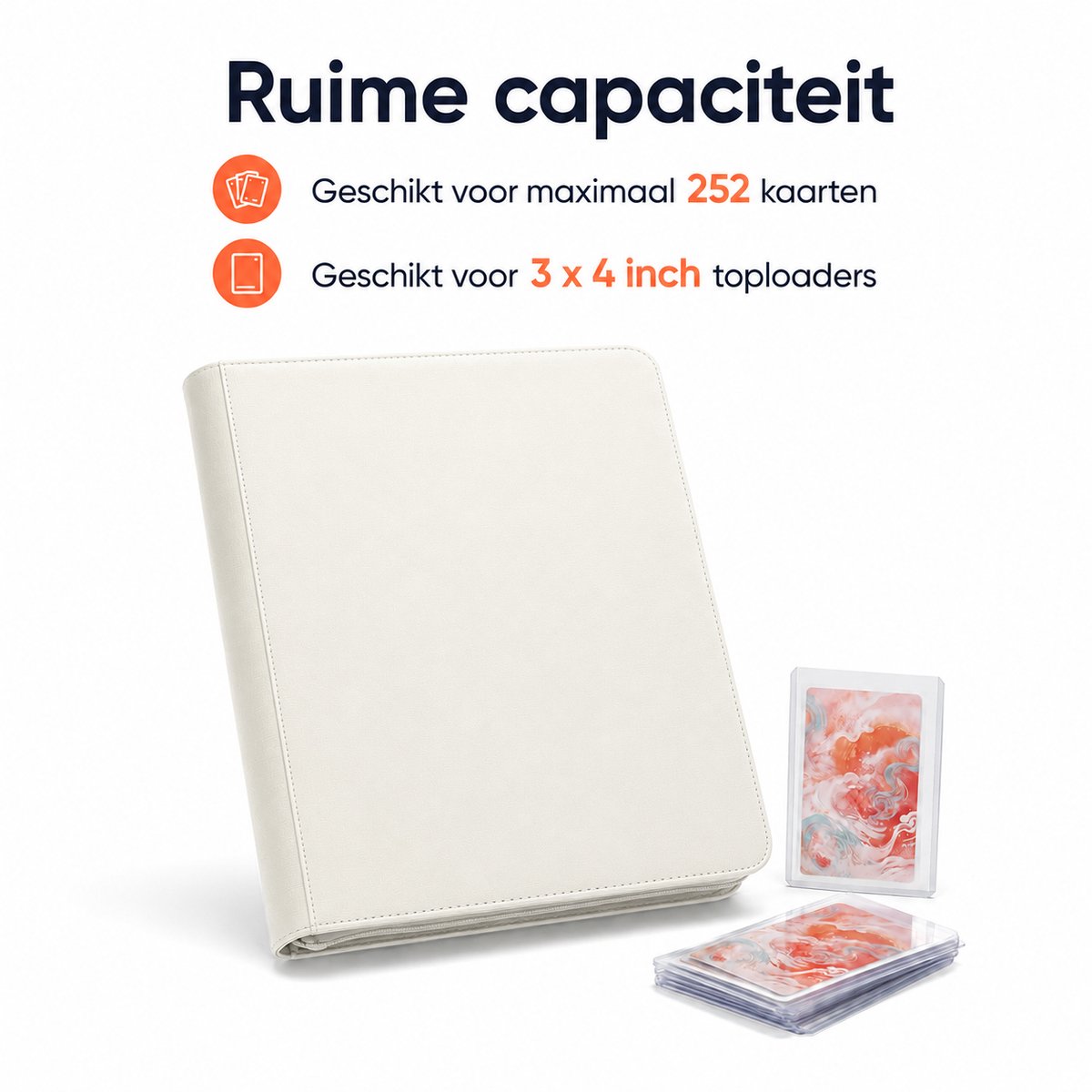 Toploader Binder – 252 Speelkaarten – Verzamelmap voor 3 x 4 inch Toploaders – Kaartenmap – 9 Pocket – Wit