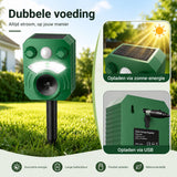 Ultrasone Kattenverjager op Zonne-energie – Dierenverjager met Bewegingssensor – Marterverjager – Waterdicht IP44 – Verjaagt Katten, Marters, Konijnen en Ongedierte