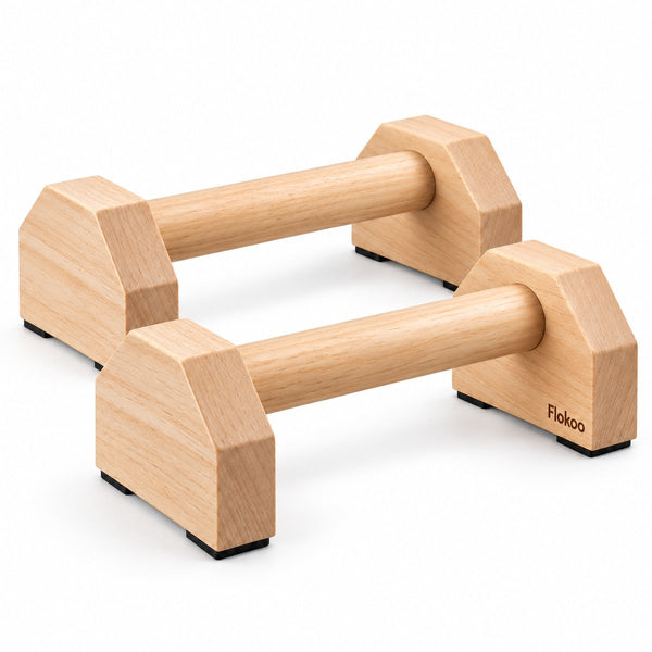 Houten Parallettes Set van 2 – Push Up Bars & Opdruksteunen – Voor Calisthenics, Handstand en L-Sit – Antislip – Massief Hout