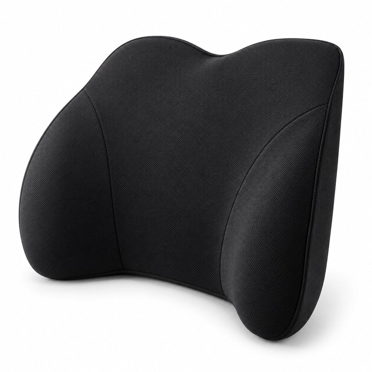 Rugsteun voor Bureaustoel & Auto – Rugkussen met Traagschuim – Lendensteun met Verstelbare Band – 45 x 28 x 12 cm – Zwart