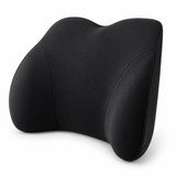 Rugsteun voor Bureaustoel & Auto – Rugkussen met Traagschuim – Lendensteun met Verstelbare Band – 45 x 28 x 12 cm – Zwart