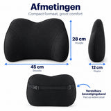 Rugsteun voor Bureaustoel & Auto – Rugkussen met Traagschuim – Lendensteun met Verstelbare Band – 45 x 28 x 12 cm – Zwart