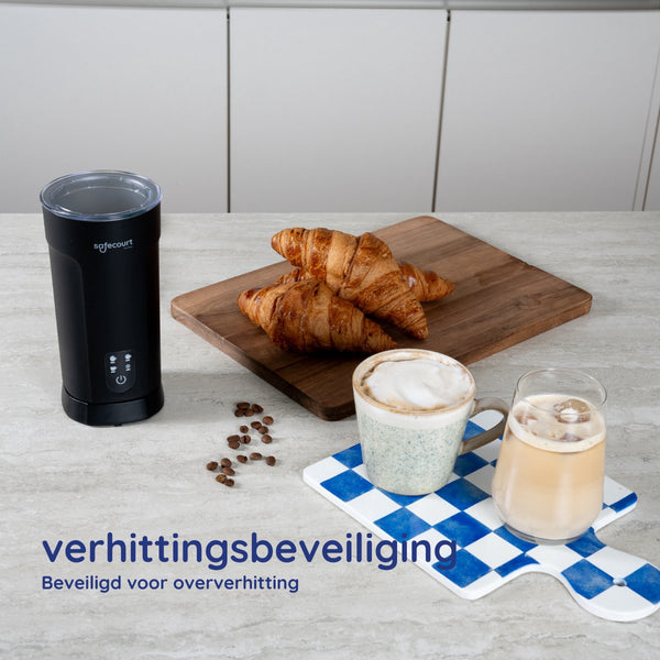 Safecourt kitchen Elektrische Melkopschuimer - 4-in-1 - Warm & Koud Schuim - BPA-vrij - Anti-aanbaklaag - Stil