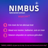 NIMBUS Wonderdoek 2-in-1 – Microvezeldoek – Ramen zemen & drogen tegelijk – Streeploos resultaat – Raamdoek 60x40cm