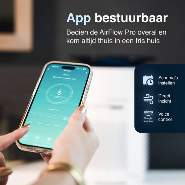 Samako - Airflow Pro - Luchtreiniger - Hepa 13 pro filter - Hooikoorts, huisdier allergieën, huisstofmijt - Luchtkwaliteitsindicator - Air purifier- Nederlandse app - Slaapstand