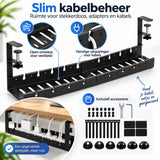 Kabelgoot Bureau – Verstelbare Kabelmanagement Tray 40-78 cm – Kabelbak Onder Bureau Zonder Boren – Met Klembevestiging – Voor Stekkerdoos, Adapters & Kabels – Zwart