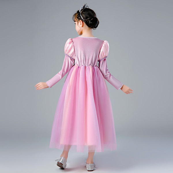 Luxe Roze Rapunzel Winter Prinsessenjurk