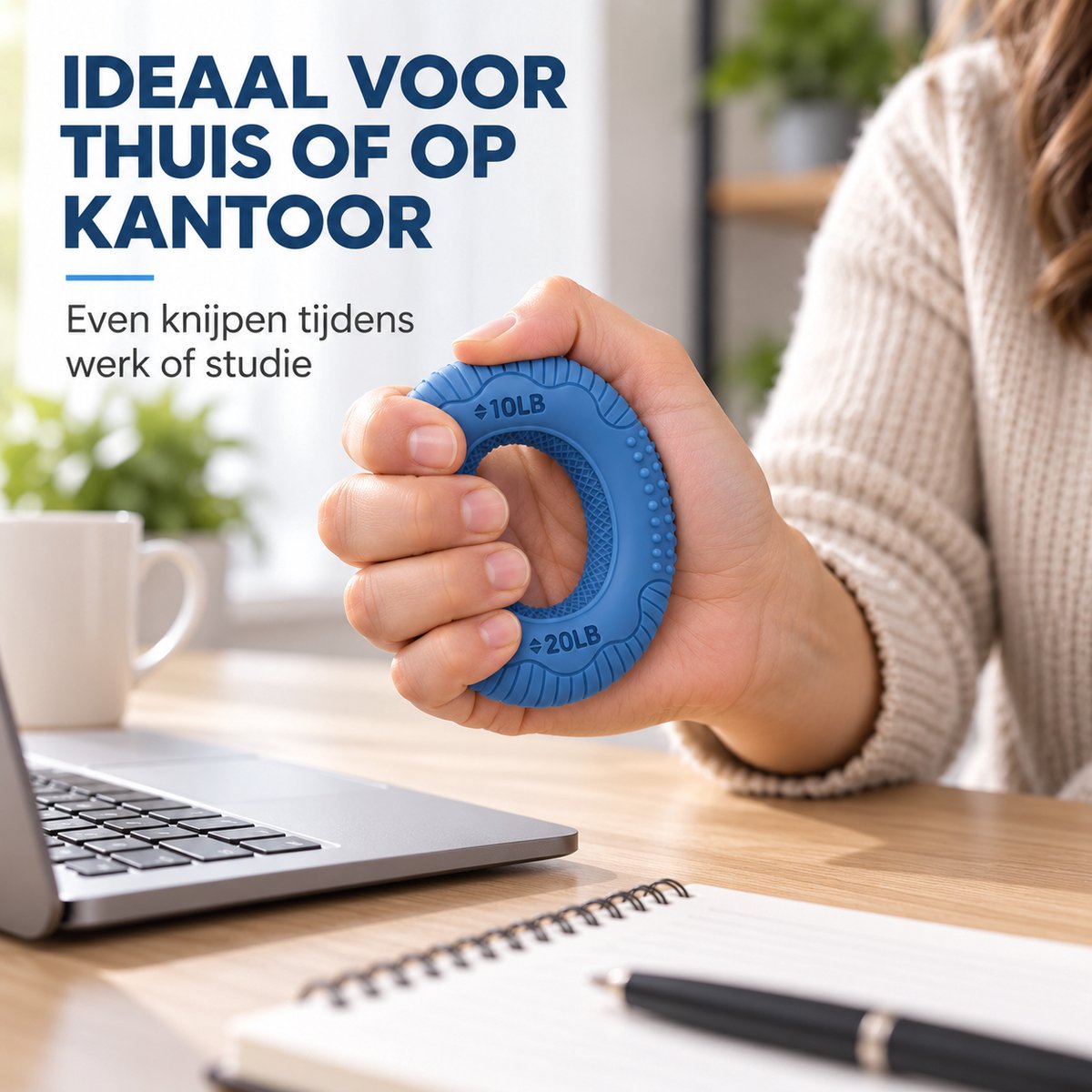 Handknijper Set van 3 – Grip Trainer met 6 Weerstanden – 10 t-m 60 LB – Handtrainer voor Grip, Handen, Polsen & Onderarmen – Siliconen - Stressbal