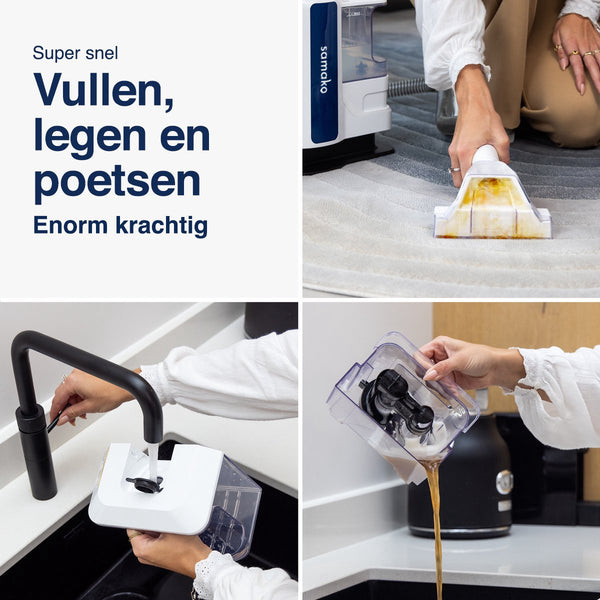 Samako Professionele Tapijtreiniger - Draagbare Vlekkenreiniger - Bankreiniger - Meubelreiniger - Zetelreiniger - Haarverwijderaar Stofzuiger - Matrasreiniger
