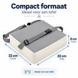 Stoelverhoger Kind – Zitverhoger voor Eetkamerstoel – 32 x 32 x 8 cm – Booster Seat met Verstelbare Riemen – Afneembare Hoes – Zitkussen voor aan Tafel