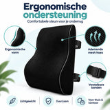 Lendensteun voor Bureaustoel & Auto – Rugkussen – Rugsteun met Memory Foam – Ademend Mesh – Verstelbare Banden – Voor Kantoor, Thuis & Autostoel – Zwart