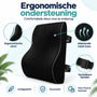 Lendensteun voor Bureaustoel & Auto – Rugkussen – Rugsteun met Memory Foam – Ademend Mesh – Verstelbare Banden – Voor Kantoor, Thuis & Autostoel – Zwart