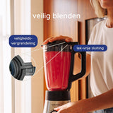Safecourt Kitchen Power blender - 5 automatische programma's - Smoothie maker - +2 to go cups - RVS