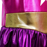 Metallic Superheldin Verkleedjurk met cape en kroon Roze & Paars