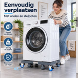 Verstelbare Wasmachine Onderzetter met Wielen – 42 tot 75 cm – Verrijdbare Wasmachine Verhoger – Met Rem, Stelpoten & Anti-Slip – Voor Wasmachine, Droger en Koelkast