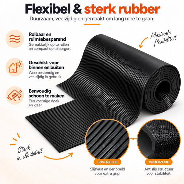 Kabelmat 150 x 40 cm – Rubberen Kabelbeschermer – Antislip Kabelgoot voor Vloer – Kabelafdekking voor Laadkabel & Verlengsnoer – Binnen en Buiten – Zwart