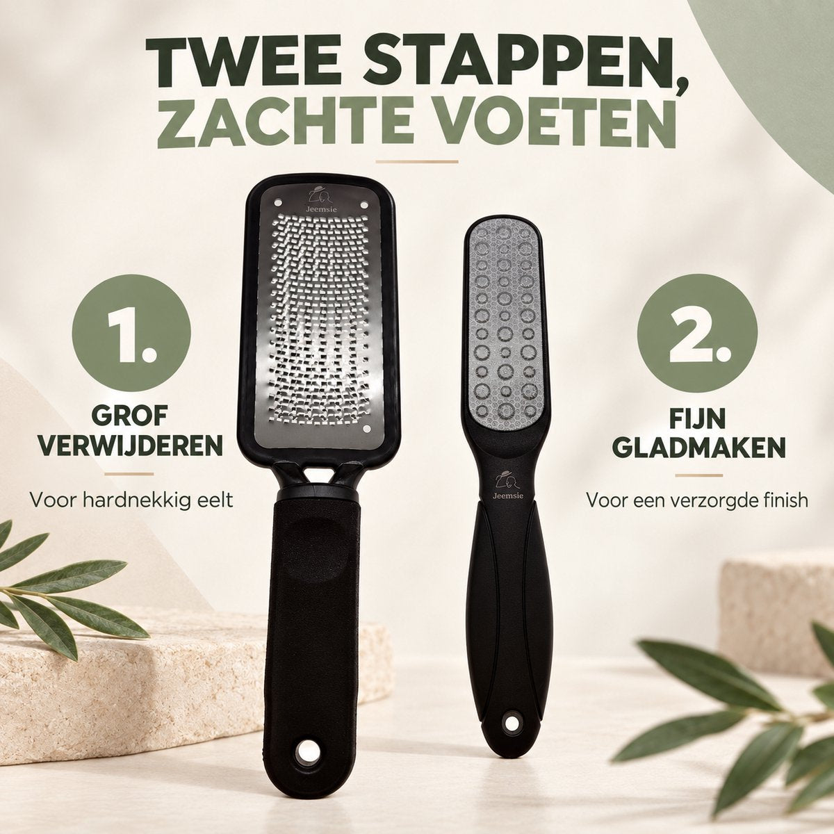 Eeltvijl Voeten Set – 2-Delige Voetvijl voor Eelt – Grove RVS Eeltverwijderaar & Fijne Voetvijl – Voor Harde en Droge Huid – Pedicure Voetverzorging