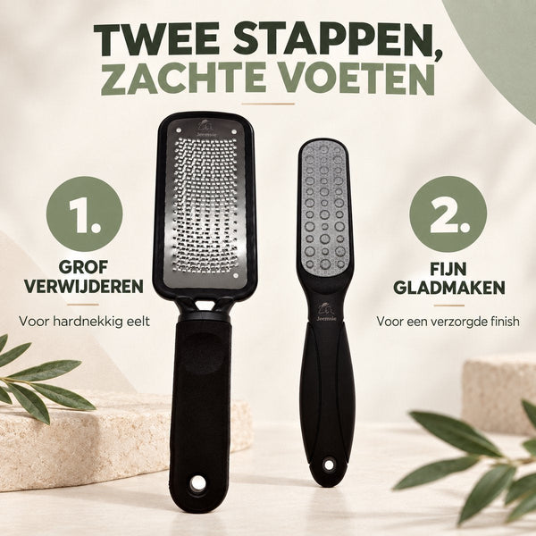 Eeltvijl Voeten Set – 2-Delige Voetvijl voor Eelt – Grove RVS Eeltverwijderaar & Fijne Voetvijl – Voor Harde en Droge Huid – Pedicure Voetverzorging