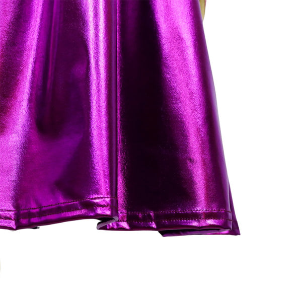 Metallic Superheldin Verkleedjurk met cape en kroon Roze & Paars