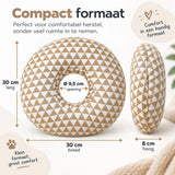 Oorkussen met Uitsparing – Donut Kussen voor Oor & Hoofd – Slaapkussen voor Zijslapers – Zachte Polyester Vulling – Wasbaar – 30 × 30 cm – Beige-Wit