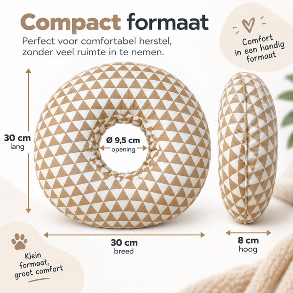 Oorkussen met Uitsparing – Donut Kussen voor Oor & Hoofd – Slaapkussen voor Zijslapers – Zachte Polyester Vulling – Wasbaar – 30 × 30 cm – Beige-Wit