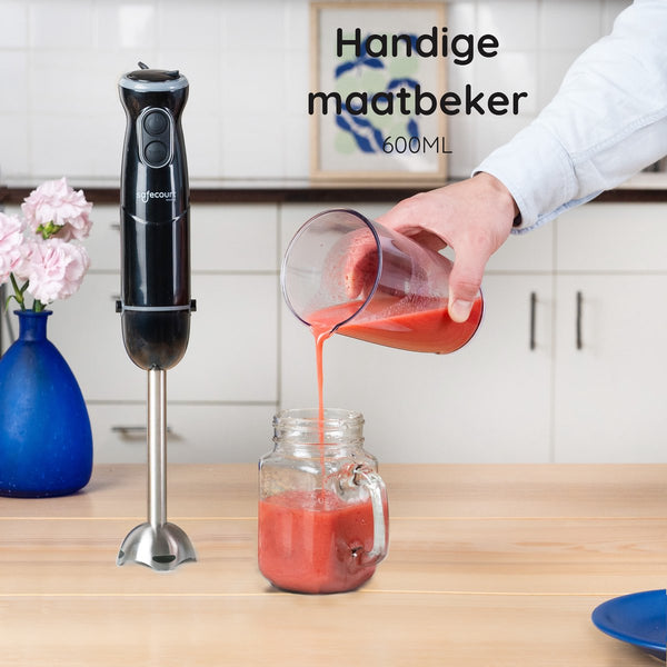 Safecourt Kitchen Staafmixer - 1000W – Roestvrijstaal – Antispat – Ergonomisch – Inclusief Maatbeker
