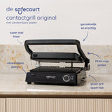 Safecourt Kitchen - Contactgrill 3-in-1 - Tosti-apparaat, Tosti-ijzer & Grillplaat - Uitneembare Platen - PFAS-Vrij - Zwart