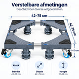 Verstelbare Wasmachine Onderzetter met Wielen – 42 tot 75 cm – Verrijdbare Wasmachine Verhoger – Met Rem, Stelpoten & Anti-Slip – Voor Wasmachine, Droger en Koelkast