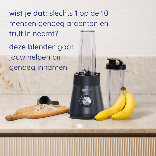Safecourt Kitchen Power blender - 5 automatische programma's - Smoothie maker - 1300 Watt - Zwart