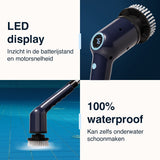 Samako Elektrische Schoonmaakborstel - Elektrische Schrobber - IPX6 waterdichte Schrobborstel met steel - 9 opzetstukken - Poetsmachine - Schrobmachine