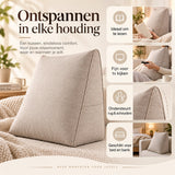 Leeskussen voor Bed & Bank – Rugsteunkussen 60 x 50 x 20 cm – Groot Zitkussen met Rugsteun – Afneembare Hoes & Zijvak – Beige - Book seat