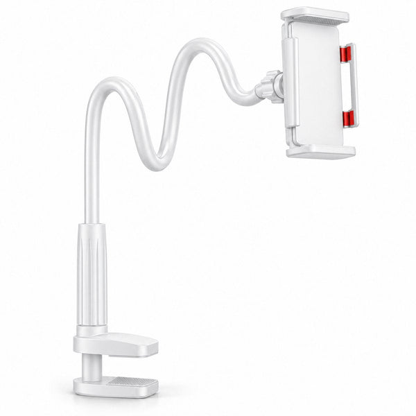 Telefoonhouder Bureau met Flexibele Arm – Telefoon- & Tablethouder met Tafelklem – 76 cm Verstelbare Arm – Voor Bed, Bureau & Tafel – Wit