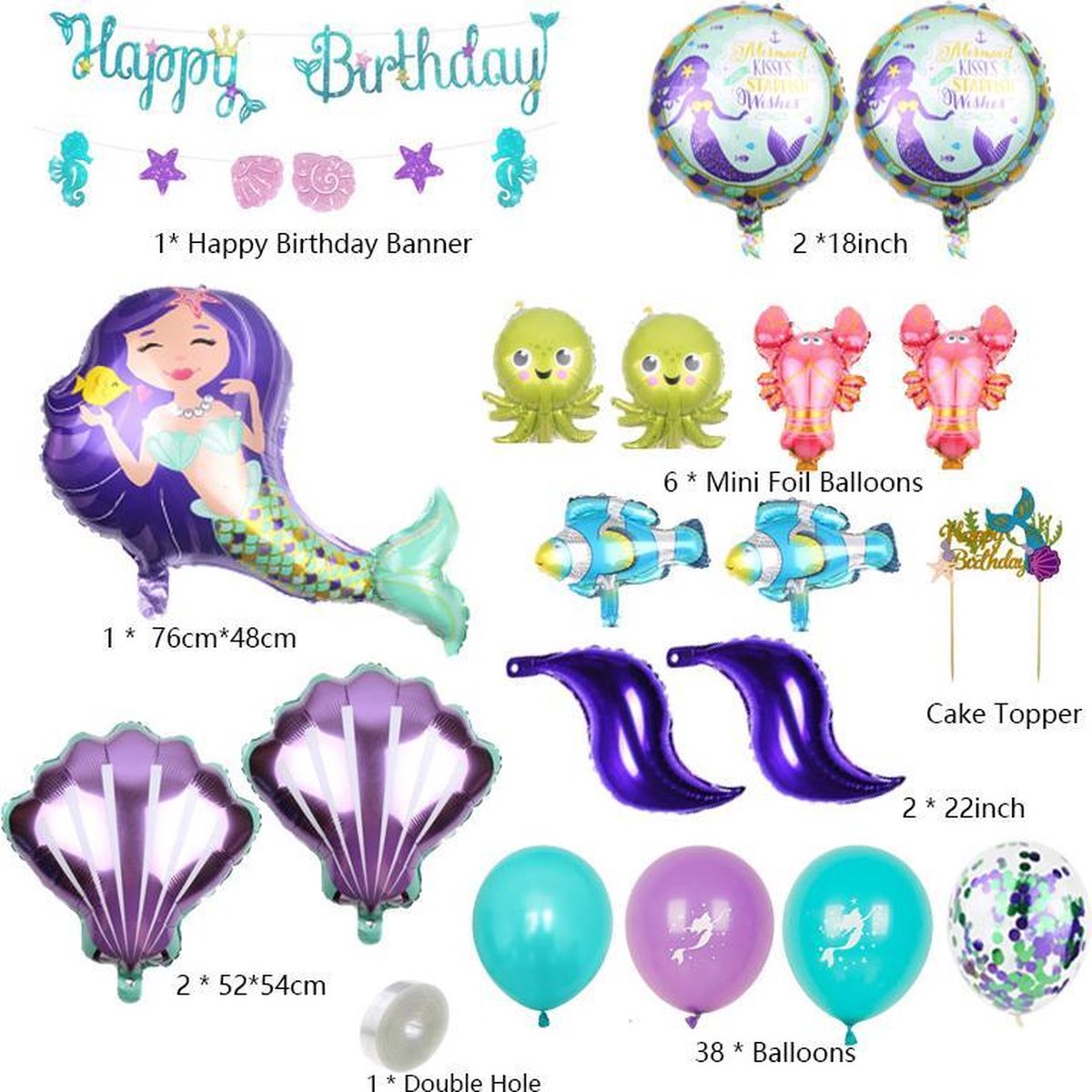 Zeemeermin Verjaardag Versiering set