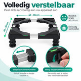 Wasmachine Verhoger Verstelbaar – Wasmachine Onderstel 40-65 cm – Hoogte 10-13 cm – Draagkracht 200 kg – Met Waterpas & Antislip – Voor Wasmachine, Droger en Koelkast