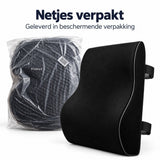 Lendensteun voor Bureaustoel & Auto – Rugkussen – Rugsteun met Memory Foam – Ademend Mesh – Verstelbare Banden – Voor Kantoor, Thuis & Autostoel – Zwart