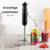 Safecourt Kitchen Staafmixer - 1000W – Roestvrijstaal – Antispat – Ergonomisch – Inclusief Maatbeker