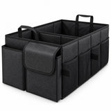Kofferbak Organizer – Auto Organizer Opvouwbaar – 55 x 34 x 28 cm – Met Meerdere Vakken, Zijvakken & Handvatten – Boodschappenkrat voor Auto – Zwart