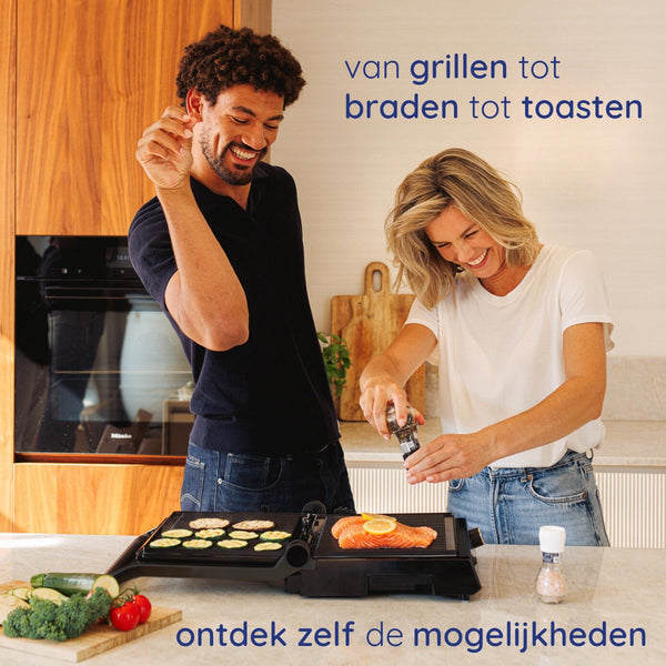 Safecourt Kitchen - Contactgrill 3-in-1 - Tosti-apparaat, Tosti-ijzer & Grillplaat - Uitneembare Platen - PFAS-Vrij - Zwart