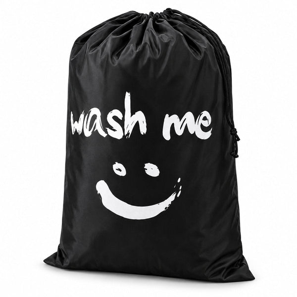 Waszak Groot – 92 x 61 cm – Opvouwbare Wasmand met Trekkoord – Grote Wasgoedzak voor Kleding, Handdoeken & Beddengoed – Lichtgewicht – Zwart